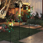 Solar Lights Outdoor Metal Garden Stake Waterproof Crackle Glass Globe Garden Decor Green Hummingbird for Pathway, Lawn, Patio, Yard