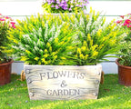 Artificial Plants Outdoor, 20 Pcs Fake Flowers UV Resistant Outdoor Fake Plants, Lavender Artificial Flowers Plastic Fake Faux Flowers Shrubs for Home Porch Garden Yard Window Box (Yellow White)
