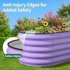 Kesfitt Raised Garden Bed, Metal Galvanized Steel Oval Garden Bed 8x2x1.5 ft with 18-Inch Deep Open-Bottom Design for Outdoor Vegetable Gardening, Lavender Purple