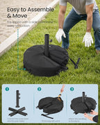 SONGMICS Umbrella Base, Round Patio Umbrella Stand, Sand Fillable Bag 66 lb, for 5-10 ft Umbrellas, Heavy-Duty, for Poles of Different Diameters, Oudoor Beach Lawn, Black UGUB0041B01