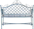 Safavieh PAT5017C Outdoor Collection Abner Antique Blue Wrought Iron 46-inch Garden Bench