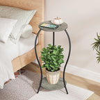 Plant Stand Indoor, 2 Tier Round Tall Plant Stand, Flower Pot Stand, Plant Shelf Rack, Corner Plant Stand for Planter Garden Balcony Patio Living Room (Grey-Wood, 2 Tier)