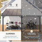 AECOJOY 10' x 16' Adjustable Height Outdoor Lean to Gazebo Pergola for Patio, Large Wall-Mounted 6.5-9.8 Ft Hard Top Metal Heavy Duty Metal Awnings Shelter Pergolas and Gazebos Clearance with Roof