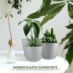 Utopia Home - Plant Pots Indoor with Drainage - 7/6.6/6/5.3/4.8 Inches Home Decor Flower Pots - Pack of 10 Plastic Planters for Indoor Plants, Cactus, Succulents Pot - Grey