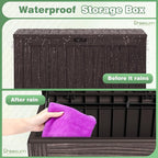Greesum Outdoor Storage Box 120 Gallon Storage Bin with Lid for Patio Furniture, Garden Tools, Pool Supplies, Lockable, Waterproof and UV Resistant, Dark Brown