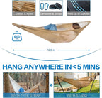 PNAEUT Handwoven Mayan Hammock, Thick Soft Rope Double Hammock for Outdoor Outside & Indoor, 600 lbs Capacity Heavy-Duty, Includes Tree Straps, Carabiners & Carrying Bag(Tan, X-Large)