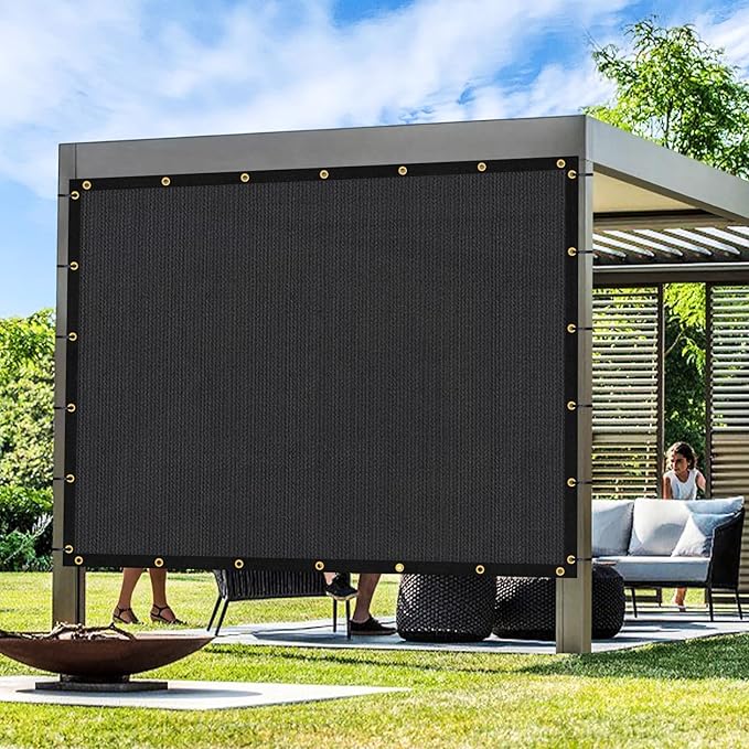 Artpuch Outdoor Pergola Shade Cover 10x17 FT Sun Shade Cloth with Grommets Black 90% UV Protection Canopy Patio Privacy Screen (Customized Available)