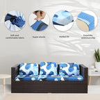 Cushion Covers, 8 Pack Stretch Patio Blue Camouflage Microfiber