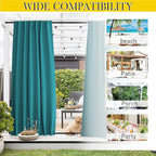 NICETOWN 2 Panels Outdoor Curtains Waterproof Pocket & Back Tab on Top & Bottom, Thermal Insulated Windproof Sun Blocking Outside Privacy Drapes for Patio with Fixed Rope, W52 x L95, Peacock Teal