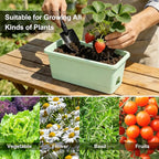 Window Box Planter 6 Packs, 13.8 Inches Rectangle Flower Pots with Drainage Holes & Trays, Pots for Vegetables, Herbs, Flowers, Garden Windowsill Balcony (Green)