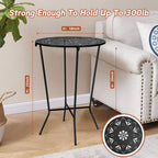 25" Height Side Table, 18inch Round Metal Outdoor Patio Bistro Table, Weather Resistant Accent Side Table Drink Table for Backyard, Livingroom, Yard Balcony