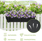 Riare 4 Pack 36 Inch Black Fabric Window Box Liners- Felt Square Trough Planter Basket Liners Replacement, Non-Woven Hanging Flower Plant Box Liner for Outdoor Plants Garden Fence- Avoid Birds Nesting