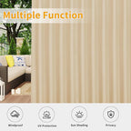 Easy-Going Outdoor Patio Curtains Detachable Tab Top Windproof Weatherproof Curtain for Cabana, Porch, Pergola and Gazebo, Tab Bottom Drape, 2 Panels, 110W x 120L inch, Beige