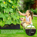 Large Cucumber Trellis for Climbing Plants Outdoor with Grow Bag,67" Tall Metal U-Frame Plant Trellis for Raised Bed with Garden Netting and Plant Clip Plant Ties for Vegetables Tomatoes Squash Pea