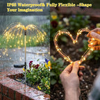 2 Pack Solar Firework Lights Outdoor - Verified 200 LED & 8 Modes - Starburst Solar Powered Garden Lights, Reinforced Durable Stakes, Waterproof Pathway Walkway Lights for Yard Patio Decor