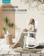 Ciokea Oversized Outdoor Rocking Chairs Set of 4, 380lbs Heavy-Duty Large Patio Rocker, High Back Cozy Porch Chairs, Weather Resistant Patio Rocking Chairs for Outside, Fire Pit, Deck, White