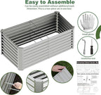 4x2x2ft(2 Pack) Raised Garden Bed Kit, Galvanized Planter Garden Boxes Outdoor, Metal Raised Garden Beds for Vegetables,Fruits, Flower,Silver