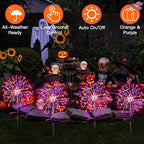 suddus Solar Halloween Lights Outdoor Solar Powered, Upgrade 2-Pack Orange & Purple Solar Firework Lights, Waterproof Garden Light for Yard Pathway Patio Flowerbed Halloween Decorations