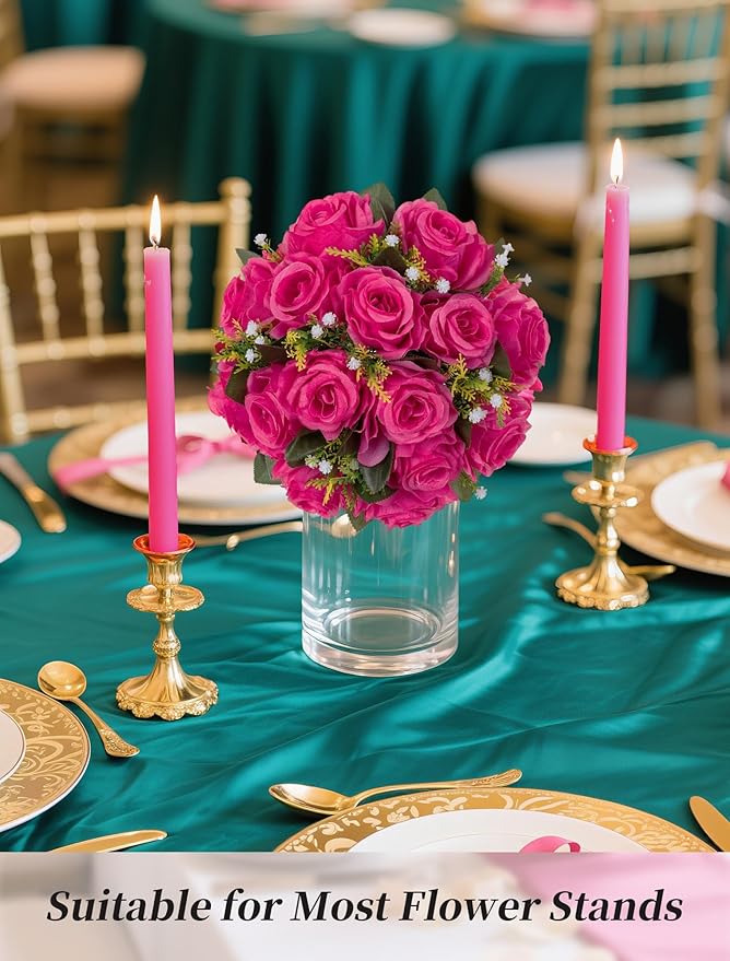 Artificial Silk Rose Flower Balls, 10 Pcs Hot Pink Centerpieces