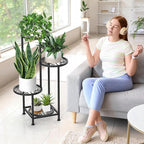 4 Tier Plant Stand Outdoor Indoor, Metal Flower Shelf Display Holder, Multiple Plants Corner Tall Flower Holders for Patio Balcony Porch Garden Living Room (Black)
