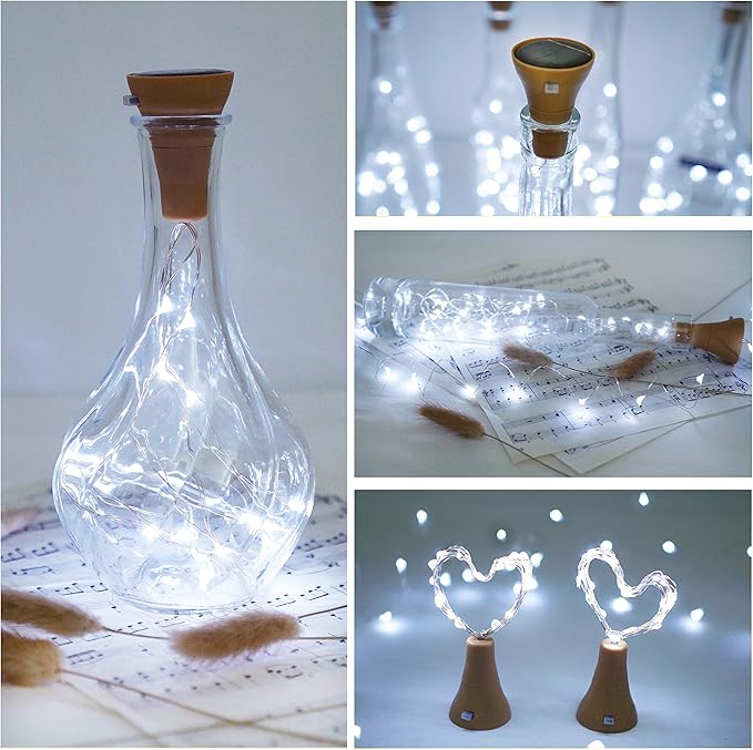 Indoor String Lights for Wine Bottles, 8 Pack Cool White Solar