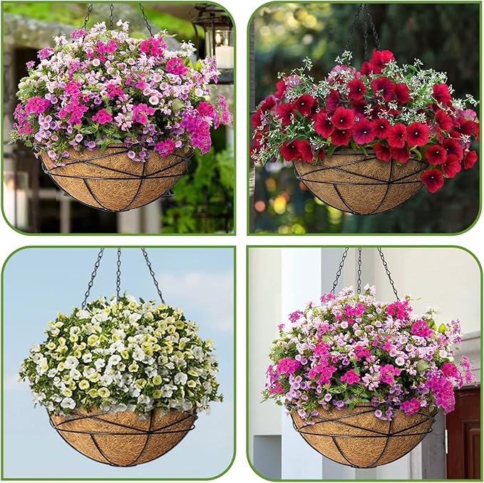 20 Inch 4 Pack Natural Coconut Husk Fiber Liners for planters Round Coco Replacement Liners for Hanging Flower Basket Planter Large Coco Coir Pots for Outdoor Garden