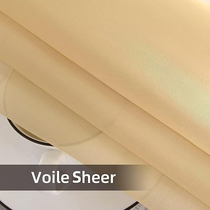 SpaceDresser Waterproof Outdoor Sheer Curtains for Patio - 4 Panels Rod Pocket Indoor Voile Sheer Curtain for Living Room,52W x 84L inch, Beige