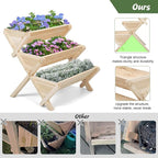 Raised Garden Bed, 3-Tier Vertical Wooden Planter with Legs, Beige
