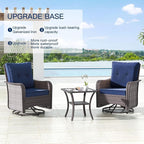 Kullavik 10 Pieces Outdoor Patio Furniture Set,PE Wicker Rattan Sectional Sofa Patio Conversation Sets with 43" 55000BTU Gas Propane Fire Pit Table,Swivel Rocking Chairs Set,Navy Blue