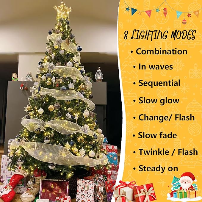 String Lights 500 LED 165 ft Warm White with 8 Modes