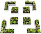 A ANLEOLIFE Set of 8, 18 Inch Tall Antique White Raised Garden Beds Kit, L-Shaped & Square Metal Planters – Ideal for Structured Backyard Layouts