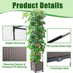 Raised Garden Bed Planter Box with Trellis, 62.2" Self-Watering Tomato Planters for Climbing Plants Vine Flowers Outdoor Patio, Tomatoes Cage with Trellis Wheels for Outdoor, 1Pack