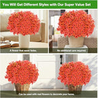 Artificial Flowers for Outdoor,Silk Flowers No Fade Fake Plastic Flowers UV Resistant Faux Plants for Outdoors Outside Front Porch Hanging Planter Window Box Garden Home Decoration,13 Bundles(Orange)