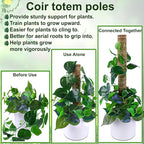 Moss Pole 47.5 Inch - Monstera Plant Support, 4 Packs 16 Inch Plant Stakes for Indoor Plants Coco Coir Moss Pole Sticks for Climbing Potted Live Plants, Pothos, Philodendron, with Garden Ties