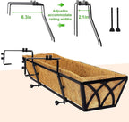 Y&M 30 Inch Window Deck with Coco Liner, Fence Metal Hanging Flower Planter Basket Deck Railing Planter Boxes for Outdoor Garden Lawn, 24" Window Boxes Horse Trough with Coconut Coir Liner,2pcs