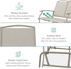 Best Choice Products 2-Person Outdoor Patio Swing Glider Steel Bench Loveseat Rocker for Deck, Porch w/Textilene Fabric, Steel Frame - Taupe