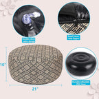 Woven Inflatable Ottoman D21”x H10” Outdoor Indoor Pouf Patio Footrest Stool with Portable Handle, Round Ottoman for Patio Garden, Camping, Bedroom, Living Room