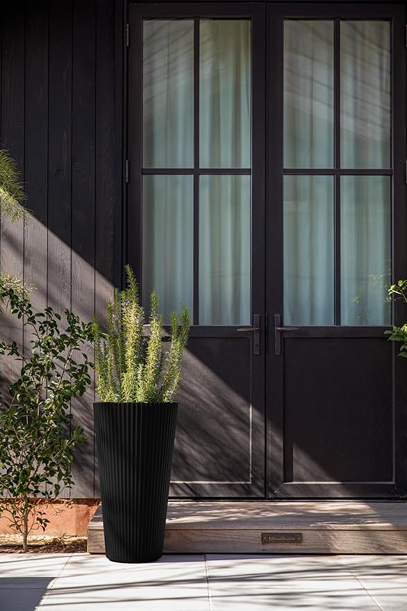Veradek Demi Series Tall Planter for Porch, Patio, Backyard | Durable Plastic-Concrete Material | Modern Décor for Tall Plants, Grasses