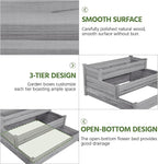 Yaheetech 3 Tier 47 x 47 x 22in Raised Garden Bed Horticulture Outdoor Elevated Flower Box Tiered Garden Bed Wooden Vegetables Growing Planter for Backyard/Patio/Gardener, Gray