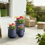 Kante 15.3"+11.6"+8.2" Dia Round Concrete Planter, Large Outdoor Indoor Planter Pots Containers with Drainage Holes and Rubber Plug for Home Garden Patio, Charcoal