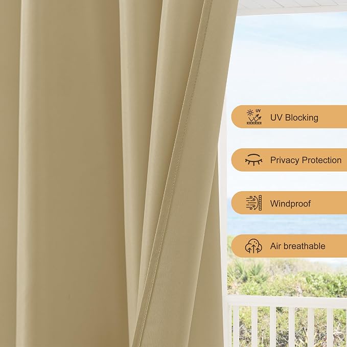 HolidayIdeas Outdoor Patio Curtains Waterproof 6 Panels 54x95 Inch- Protect - Image 5