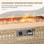 Grand patio 10-Piece Patio Furniture Set with 47" Fire Pit Table, Outdoor Conversation Set & 50,000 BTU 47 Inch Rectangle Propane Fire Pit & Storage Box with Water Resistant Thick Cushions, Cream