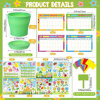 Capoda 48 Sets Garden Flower Pots Crafts Kit DIY Spring Plastic Seedling Nursery Pots with Stickers Plant Labels Growth Charts Planting Growing Tools Classroom Activities Project Gifts (Colorful)