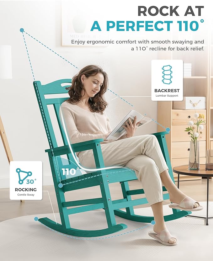 Oversized Outdoor Rocking Chairs Set of 3 – Aruba Blue