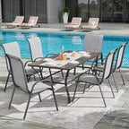 UDPATIO Patio Chairs Set of 6, Stackable Outdoor Dining Chairs for All Weather, Outdoor Furniture with Breathable Textilene Fabric, 350LBS Capacity, for Garden, Backyard, Deck (Light Grey)