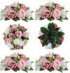 Artificial Flowers, Dusty Rose Silk Rose Balls, 9.5-Inch Centerpiece Decor