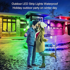 Outdoor LED Strip Lights Waterproof,IP68 Outside Led Light Strips Waterproof with Bluetooth App Remote Control,Music Sync RGB Exterior Led Rope Lights,for Balcony,Deck,Roof,Garden,Pool (200FT Outdoor)