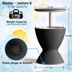 Bar Table Cooler – Adjustable Height Resin Patio Ice Chest, Black