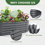 AHEONLAR 3 Pack 4×2×1.5ft Galvanized Raised Garden Beds Outdoor, Sturdy Planter Boxes for Vegetables, Fruits, Flowers and Plants, Easy Assembly, Grey