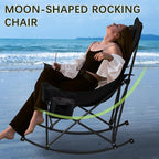 Oversized Rocking Camping Chair with Headrest & Cup Holder - 400lbs Capacity, 600D Oxford Fabric, Easy Fold Portable Outdoor Rocker Chair for Camping, Backyard, Beach, Deep Gray